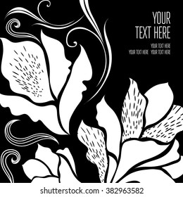 Vector stylish black floral background - design elements can be used for invitation, greeting cards