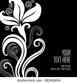 Vector stylish black floral background - design elements can be used for invitation, greeting cards