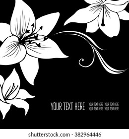 Vector stylish black floral background - design elements can be used for invitation, greeting cards