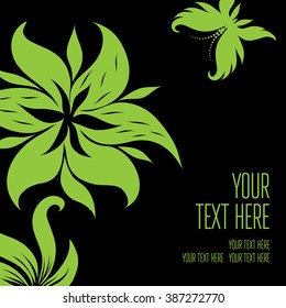 Vector stylish black floral background with butterflies - design elements can be used for invitation, greeting cards