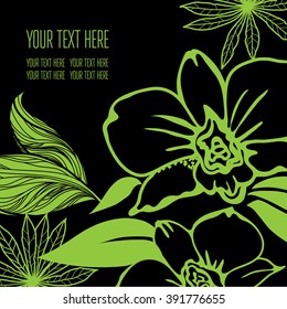Vector stylish black floral background - design elements can be used for invitation, greeting cards