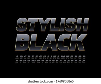Vector Estilo Negro y Fuente de oro. Letras y números de alfabetos elegantes y brillantes