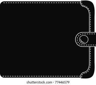 Vector stylish black leather wallet (original design) -  isolated illustration on white background