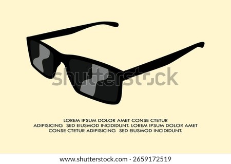 Vector Stylish black Sunglasses and off-white background Vector flat Illustration