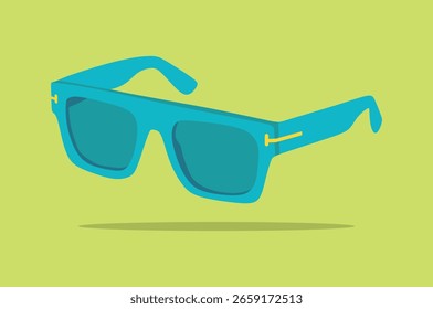 Gafas de sol azules elegantes del Vector en una sombra verde clara y el Vector de fondo verde