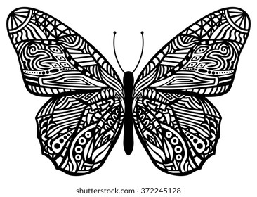 Vector Stylish Butterfly Isolated On White Background