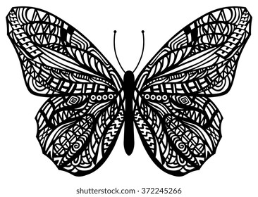 Vector Stylish Butterfly Isolated On White Background