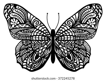 Vector Stylish Butterfly Isolated On White Background