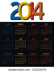 VECTOR - Stylish Calendar 2014