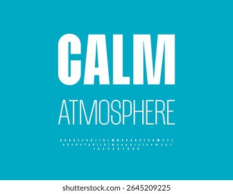 Atmosfera calma do cartão elegante do vetor. Fonte branca elegante. Letras e Números do alfabeto moderno tipográfico definidos.