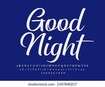 Vektor stylische Karte Gute Nacht. Schöne kalligrafische Schriftart. Trendy Alphabet Letters, Numbers und Symbole