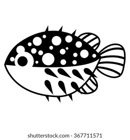 Vector Stylish Cartoon Blow Fish Isolated On White Background