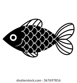 Vector Stylish Cartoon Fish Isolated On White Background