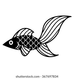 Vector Stylish Cartoon Fish Isolated On White Background