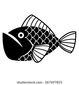 Vector Stylish Cartoon Fish Isolated On White Background