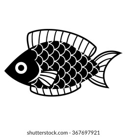 Vector Stylish Cartoon Fish Isolated On White Background