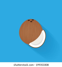Vector Stylish Coconut Isolated On Blue Background