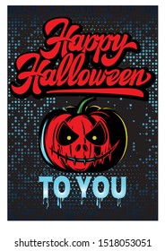 Vector stylish color party poster for happy Halloween with pumpkin.