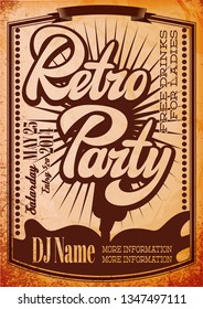 Vector Stylish Color Retro Party Template with Guitars.