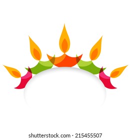 Vector stylish colorful diwali diya isolated on white background