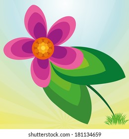 Vector Stylish Colorful Pink Flower On Background