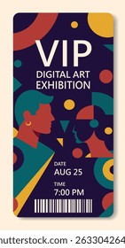 Vector stylish creative VIP ticket with abstraction for visiting art exhibition, ART events, cultural events, design expositions, fashion shows and social projects