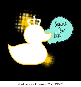 Vector stylish duck in the crown. Rubber duck sign, beauty