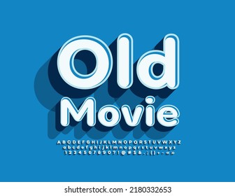 Vector stylish emblem Old Movie. Artistic Alphabet Letters and Numbers set. 3D Retro Font. 