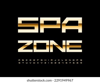 Vector stylish Emblem Spa Zone. Modern Golden Font. Artistic Alphabet Letters and Numbers