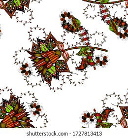 Vector Stylish fabric pattern. Flowers watercolor seamless pattern.