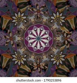 Patrón de tela de estilo vectorial. Flores acuarela patrón sin costura.