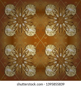 Vector. Stylish fabric pattern. Vintage. Seamless Doodles brown and beige on colors.