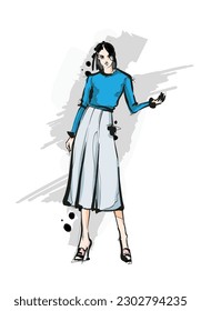 Modelos de moda Vector Stylish. Chicas muy jóvenes. Esbozo de la mujer de la moda