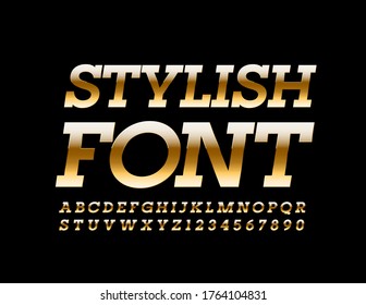 Tipo de letra vectorial. Alfabeto de oro premium. Letras y números elegantes de lujo
