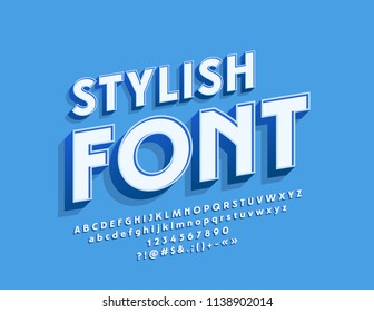 Vector stylish Font. Minimalistic modern Alphabet Letters, Numbers and Symbols