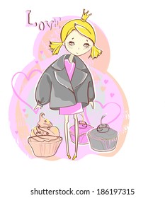 vector stylish girl print