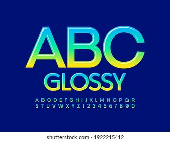 Vector elegante Glossy Font. Letras y números luminosos y coloridos