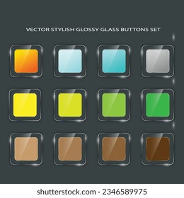 VECTOR STYLISH GLOSSY GLASS BUTTONS SET