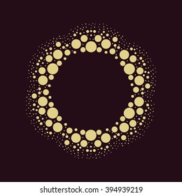 Vector stylish gold dots frame for your design. Place for text. Circle shape.