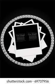 vector stylish greeting card with diamonds and photos