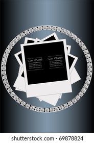vector stylish greeting card with diamonds and photos