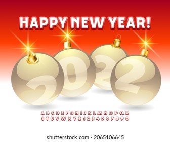 Vector stylish Greeting Card Happy New Year! Modern Creative Font. Bright Alphabet Letters and Numbers set