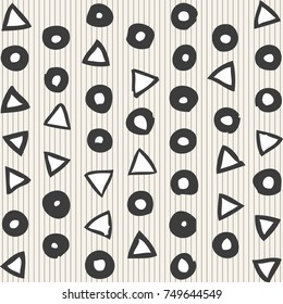 Vector stylish grunge texture. Monochrome geometric scattered shapes paint brush lines.White and black