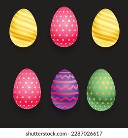 vector stylish happy easter holiday 3d colorful eggs