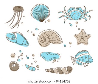 Vector stylish high quality Sea collection icons