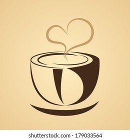 Vector Stylish Hot Coffee Cup Illustration On Background