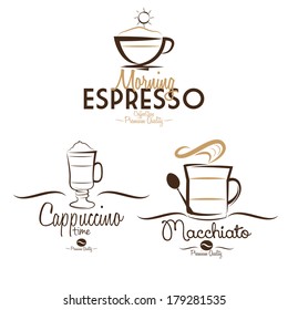 Vector Stylish Hot Coffee Cups Illustration Isolated
