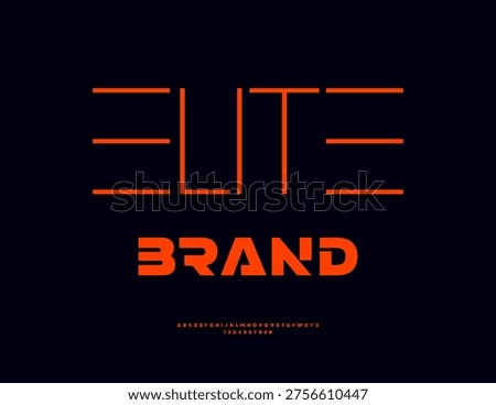 Vector Stylish icon Elite Brand. Modern Exclusive Font for Digital Logo. Typography Red Alphabet Letters and Numbers set.