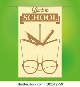 Vector Stylish Illustration Of A Book, Glasses, Rulers And Pencil On Background