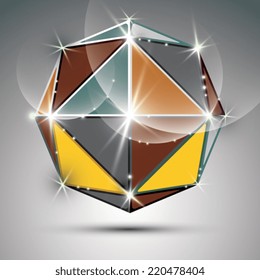 Vector stylish illustration, shiny design kaleidoscope effect, eps10. 3D twinkle sphere.